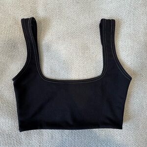Black Square Neck Crop Top